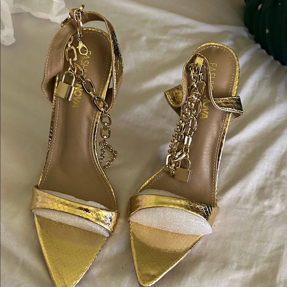 Fashion Nova Metallic Gold Heels